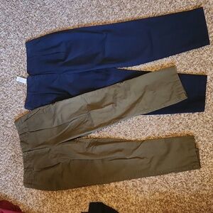 Talbots Modern Twill Pleated Chinos - set of 2 navy and green